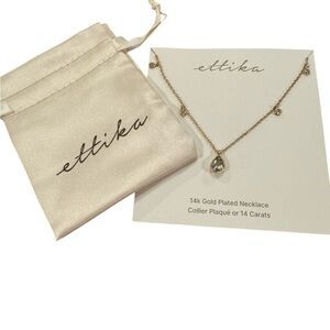 Ettika Gold Necklace with Clear Teardrop Pendant